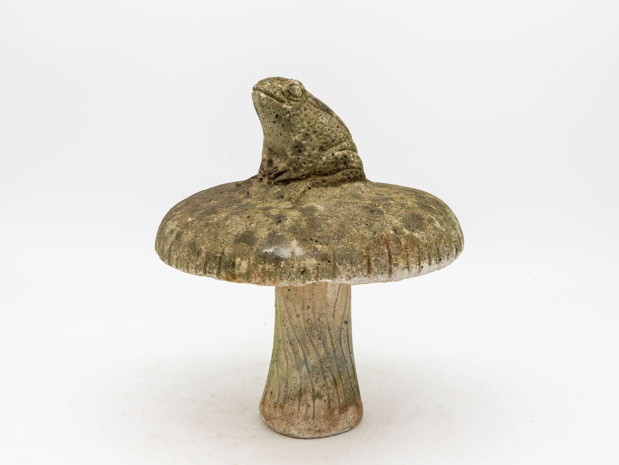 French Cast Stone Toadstool Garden Ornament, 20th Century