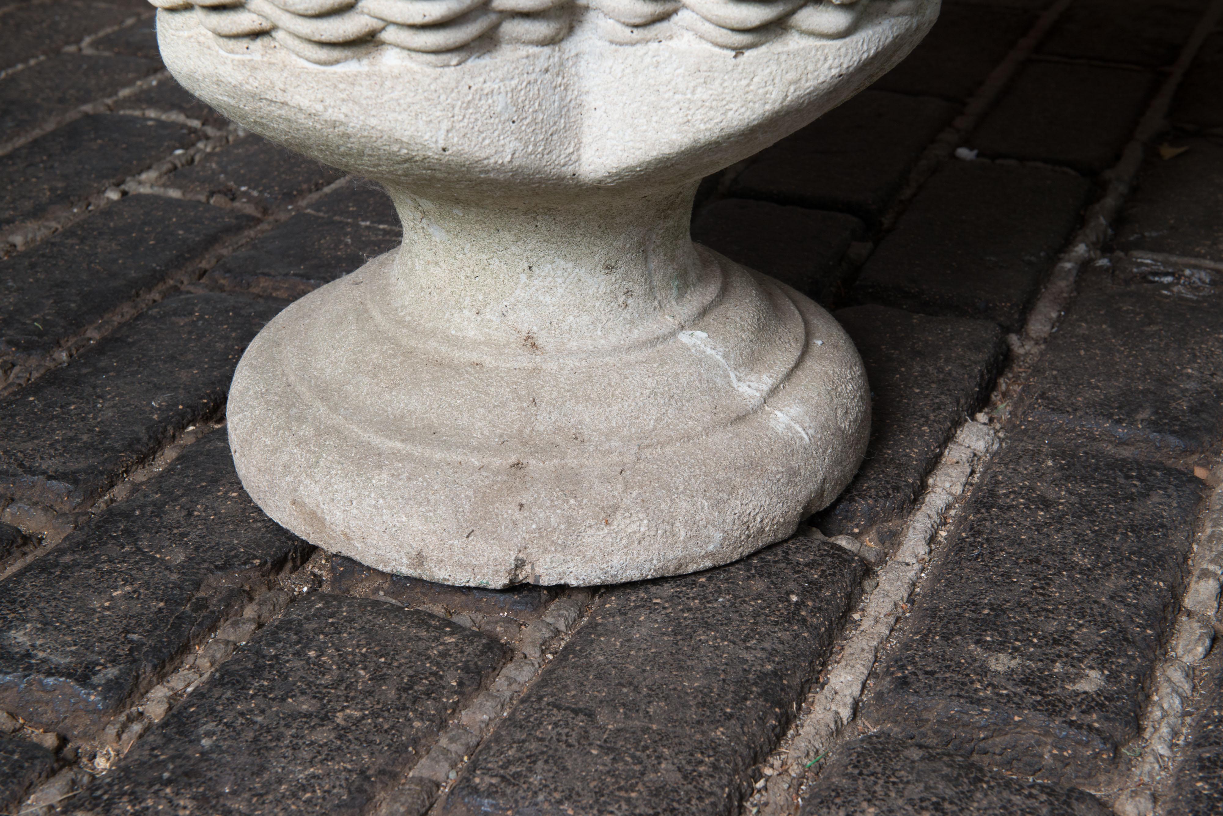 Mid-20th Century Cast Stone Woven Basket Style Planter