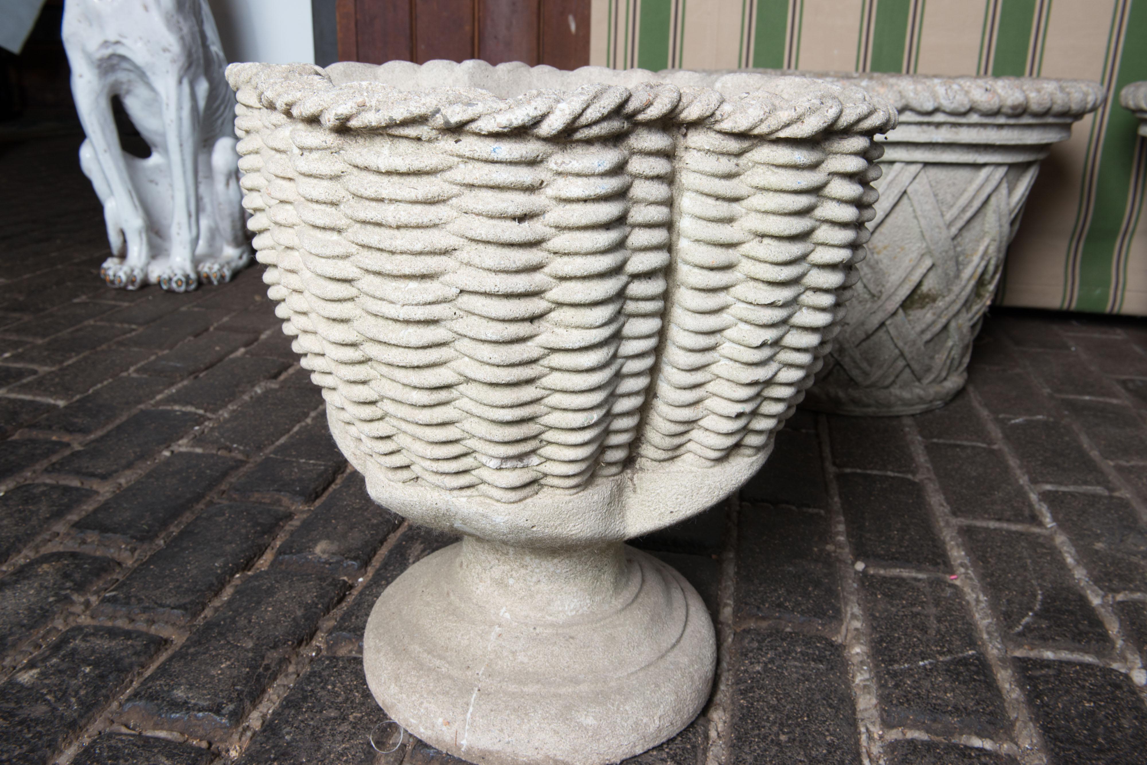 Cast Stone Woven Basket Style Planter 1