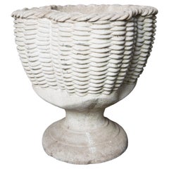 Cast Stone Woven Basket Style Planter