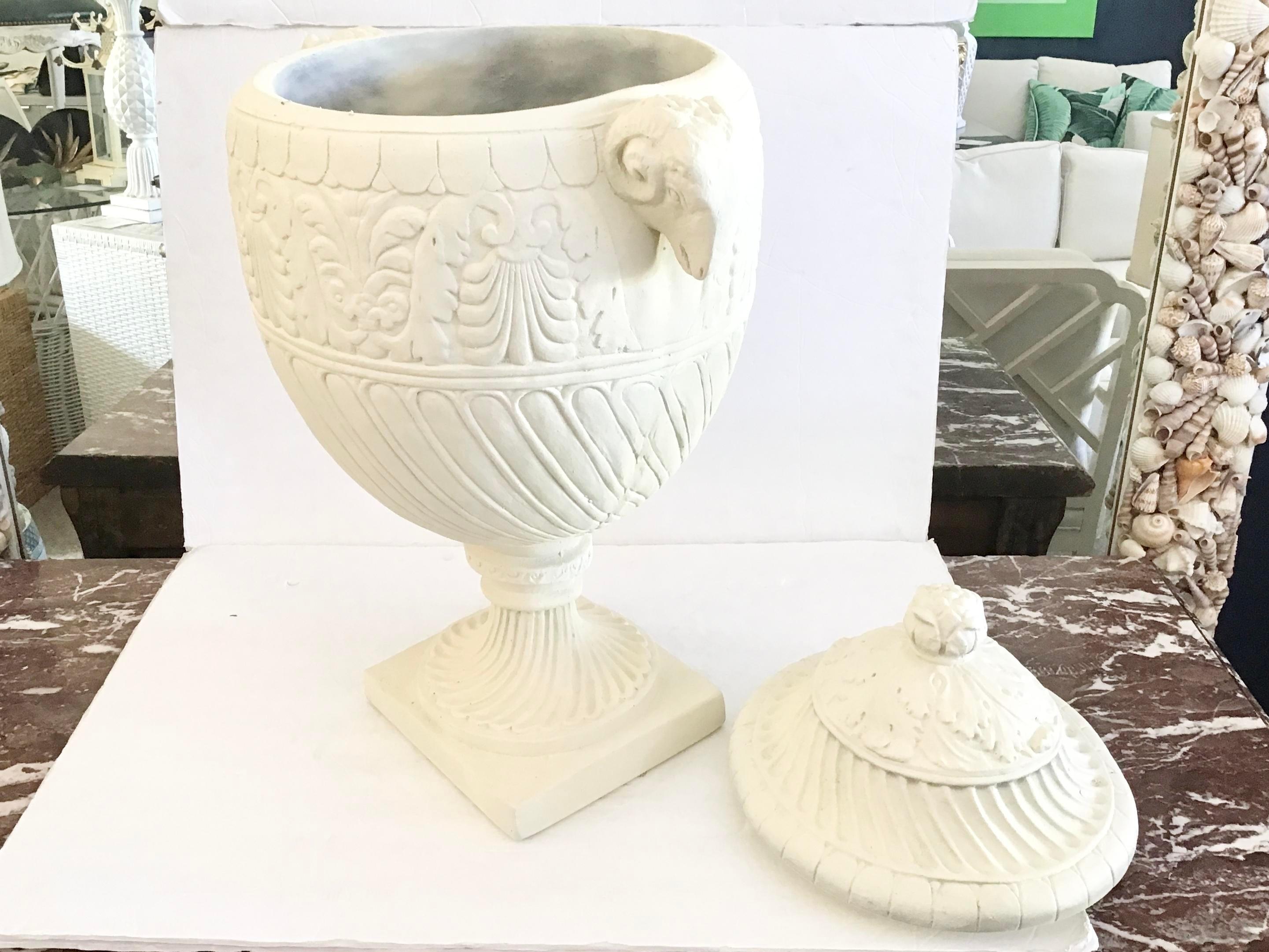 Cast Terra Cotta Urn with Cover For Sale 3