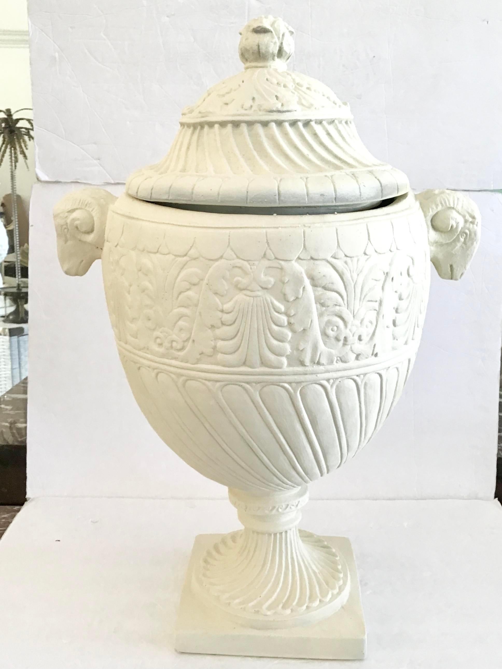 Other Cast Terra Cotta Urn with Cover For Sale