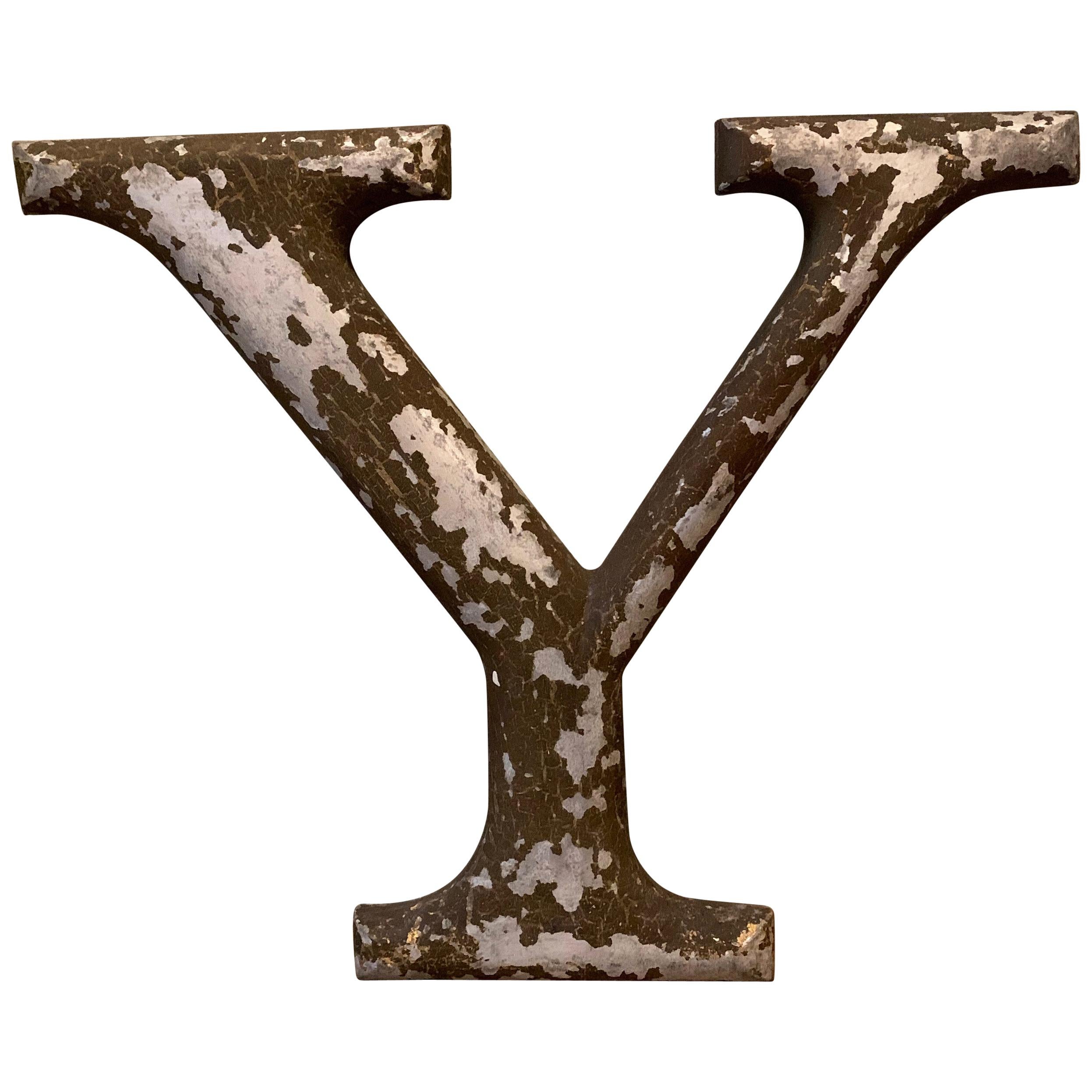 Cast Zinc Aluminum Alloy Gilt Marquee Letter Y