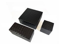 Castagno Large Pouf in Italian Vegetable Tanned Woven Leather by Oscar Maschera