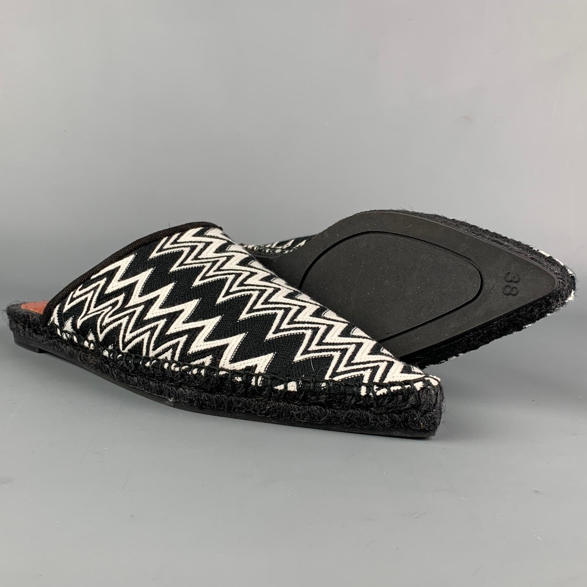 CASTANER x MISSONI Size 7.5 Black and White Canvas Zig Zag Suede Flats For  Sale at 1stDibs