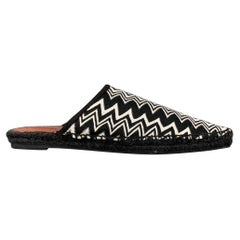 CASTANER x MISSONI Größe 7.5 Schwarz & Weiß Canvas Zig Zag Suede Flats