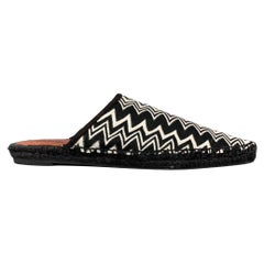 CASTANER x MISSONI Größe 7.5 Schwarz & Weiß Canvas Zig Zag Suede Flats