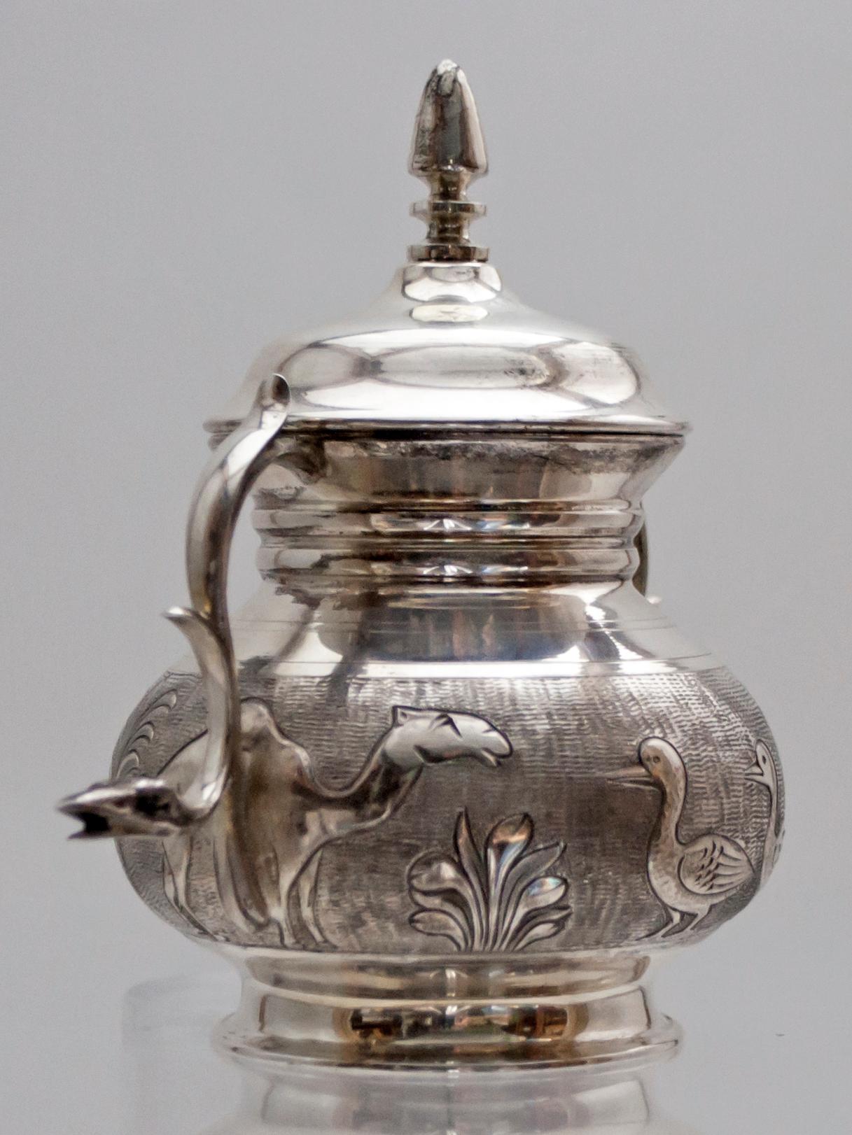 Castaudi & Gautero Imperial Silver Italian Tea Set with Egyptian Details, 1940s 6