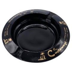 Castaways Hotel Las Vegas Black & Gold Glass Ashtray