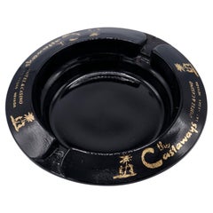 Castaways Hotel Las Vegas Black & Gold Glass Ashtray