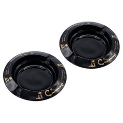 Retro Castaways Hotel Las Vegas Black & Gold Glass Ashtrays - a Pair