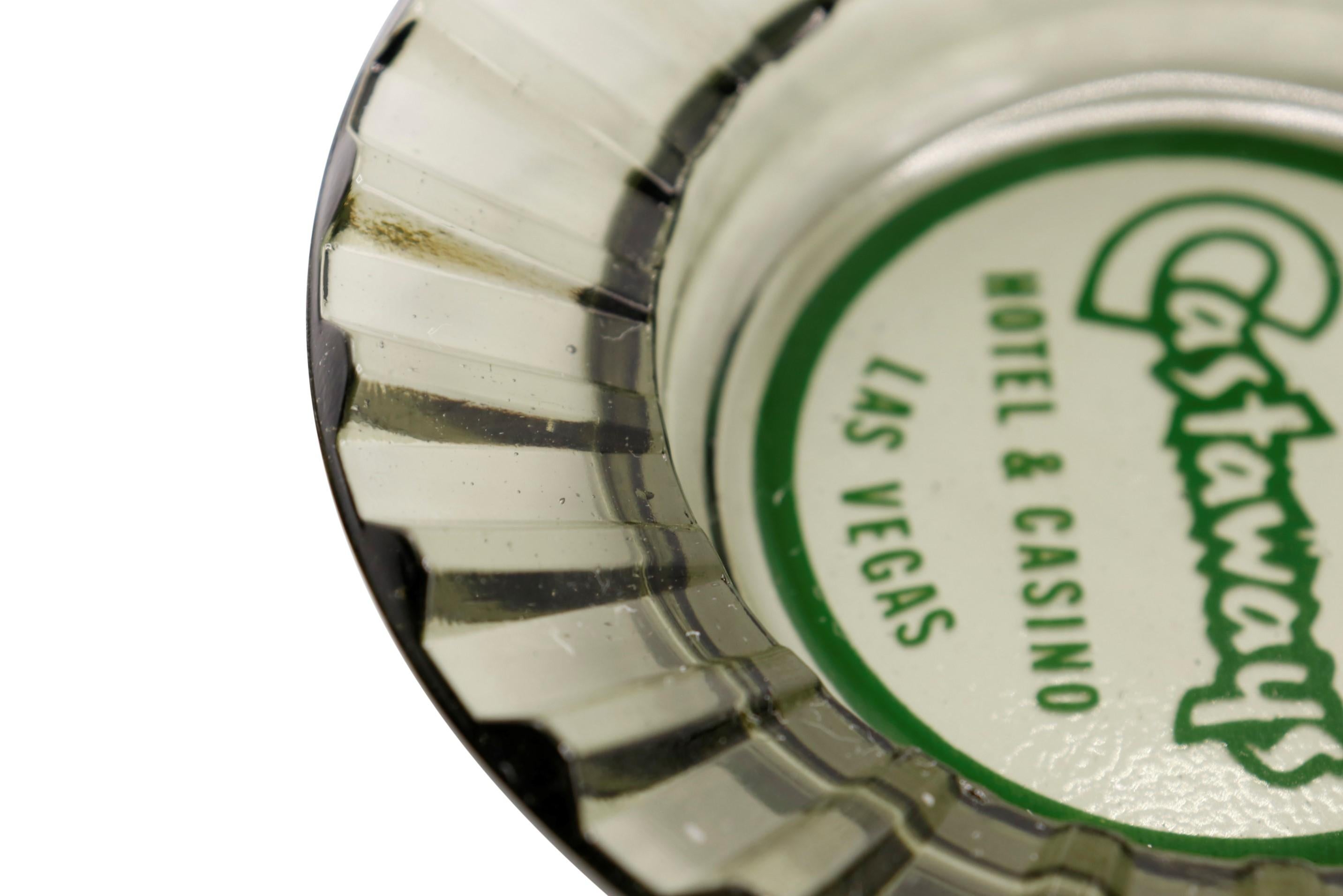 Castaways Hotel Las Vegas Glass Ashtrays - a Pair In Good Condition For Sale In Bradenton, FL