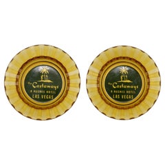 Castaways Hotel Las Vegas Glass Ashtrays - a Pair