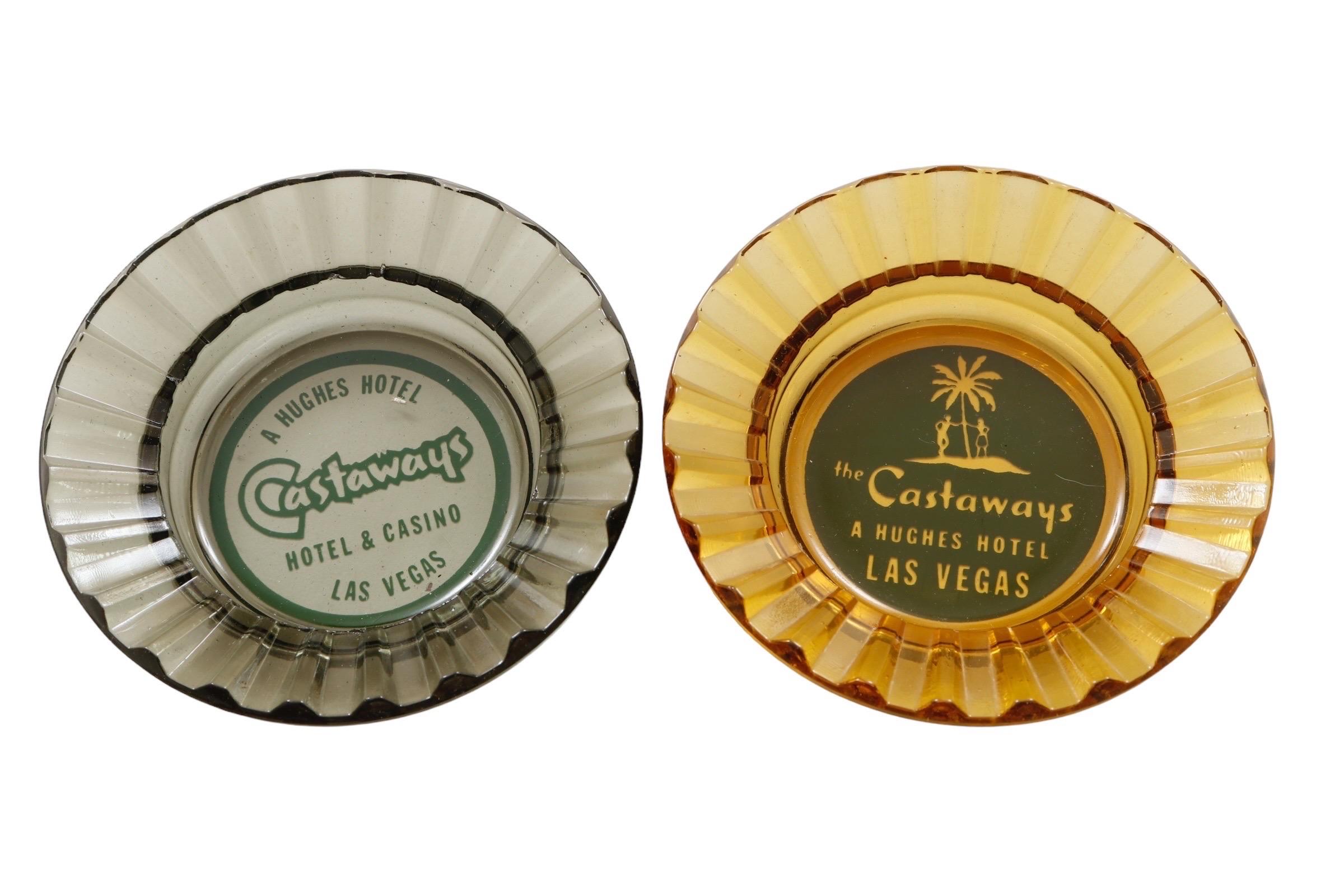 Cendriers en verre de l'hôtel Castaways de Las Vegas - Lot de 4 Bon état - En vente à Bradenton, FL