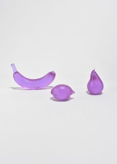 Casted Glass Banana in Crystal, Lilac