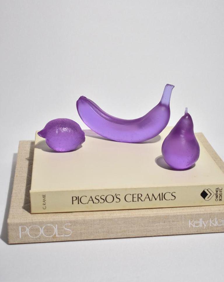 New Zealand Casted Glass Banana in Crystal, Lilac