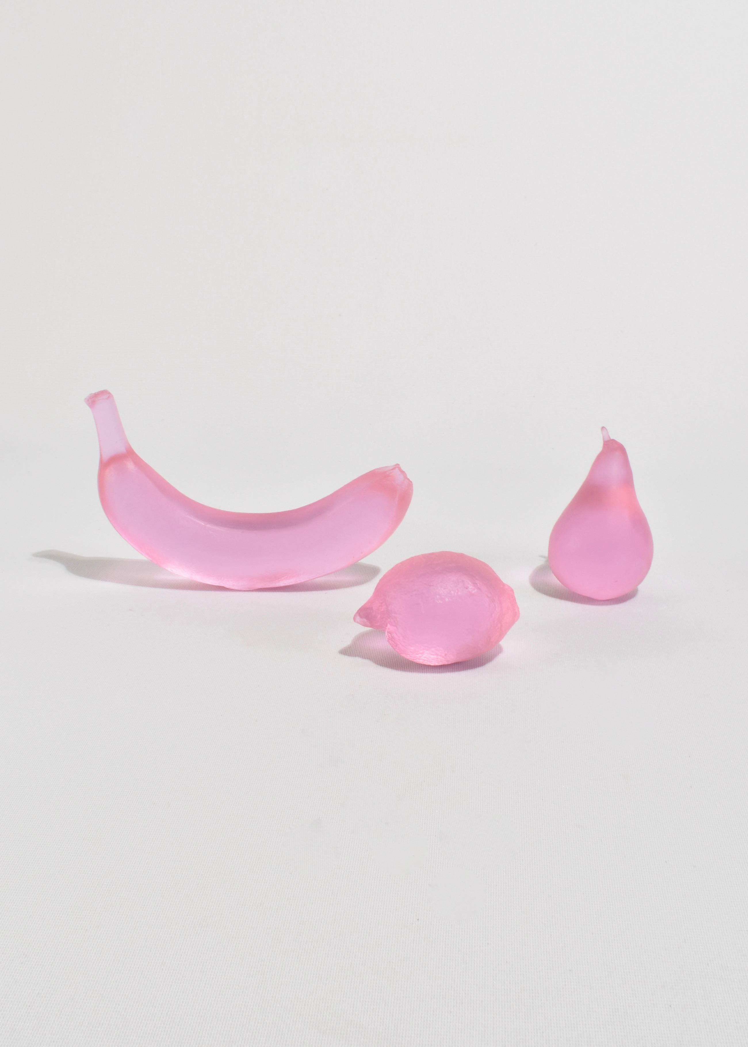 Contemporary Casted Glass Banana in Pink For Sale
