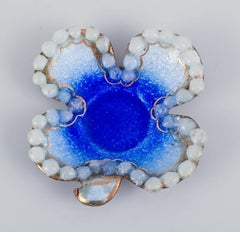 Castel for Limoges, France, enamel bowl with glass beads around the edge.