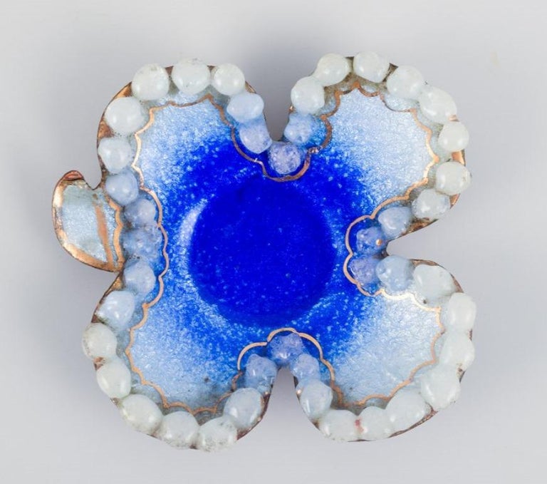Castel for Limoges, France, enamel bowl with glass beads around the edge.  For Sale at 1stDibs
