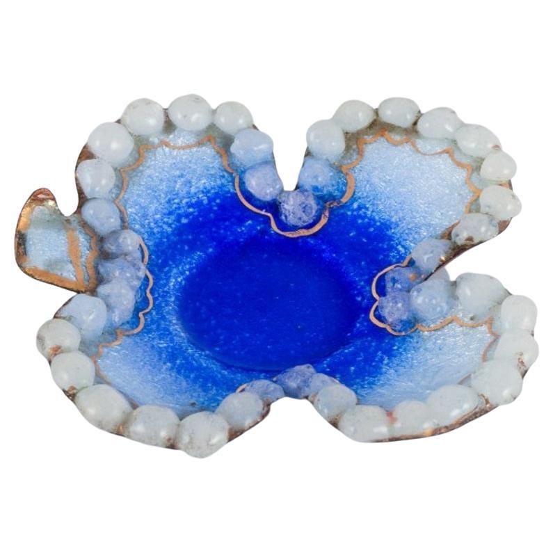 Castel for Limoges, France, enamel bowl with glass beads around the edge.