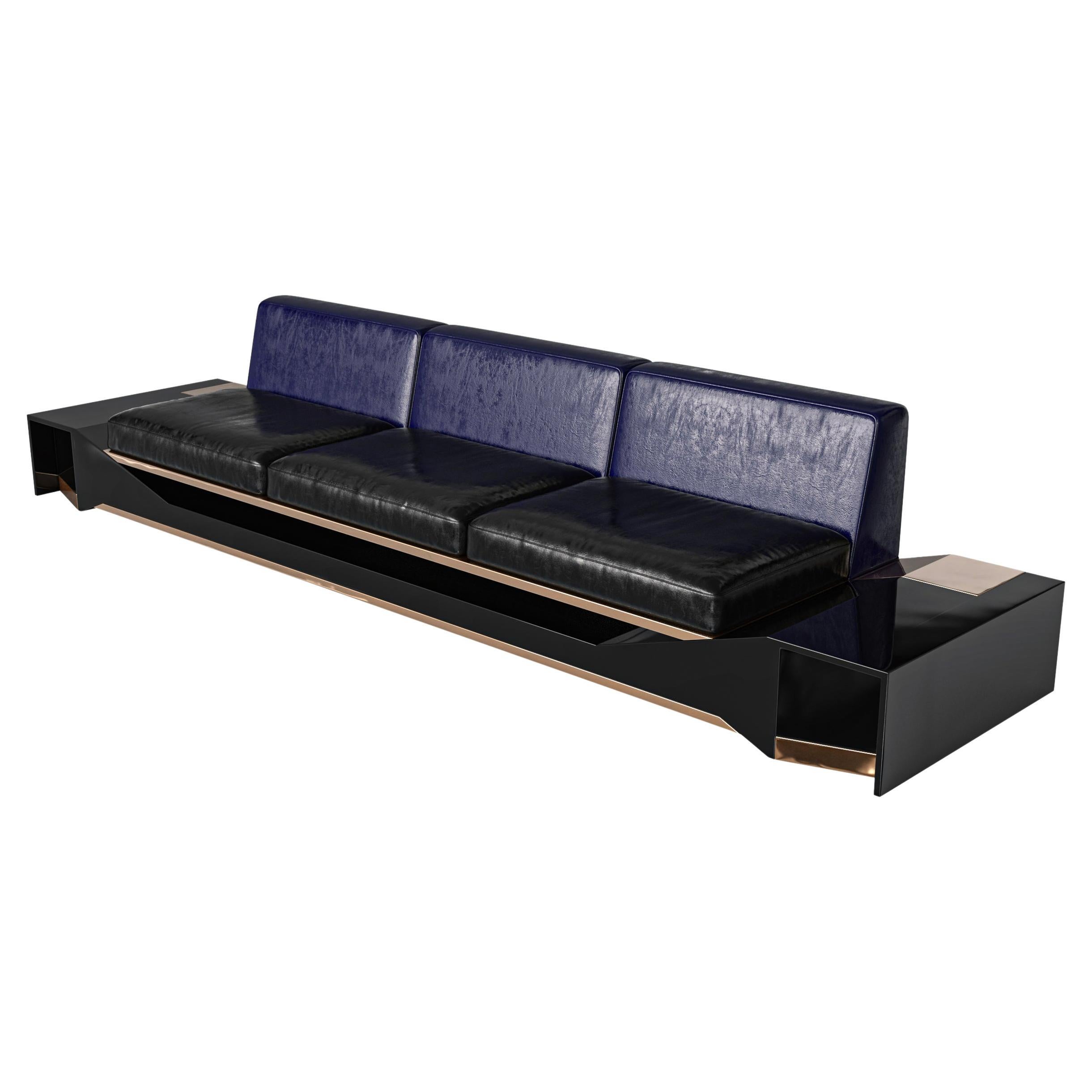 "Castel Madama" Sofa with Stainless Steel and Bronze Details, Istanbul For Sale
