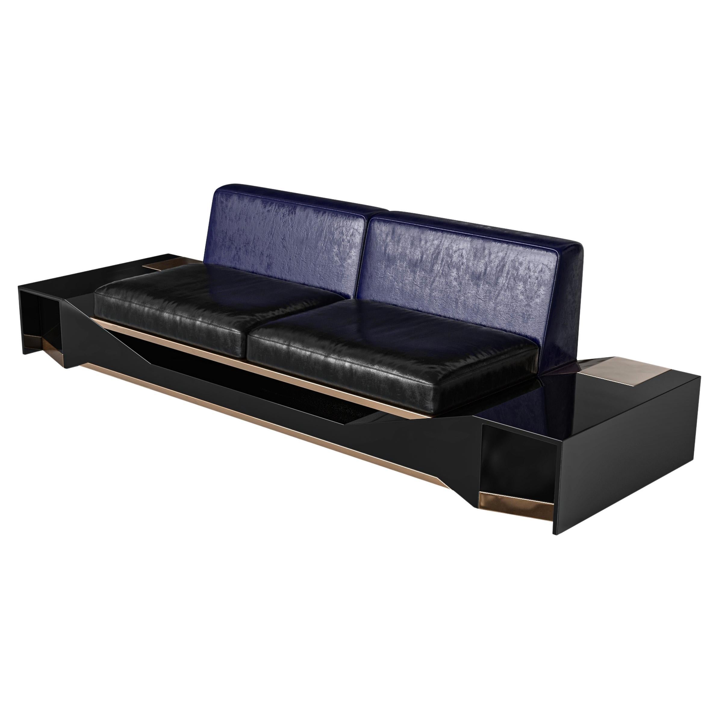 "Castel Madama" Sofa with Stainless Steel and Bronze Details, Istanbul For Sale