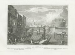 Castel Sant'Angelo and the Tiber, Rome, Antique View by Metzeroth, circa 1850