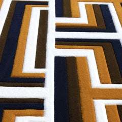 Tappeto Castelbarco Geometric in lana neozelandese marrone/nero/bianco