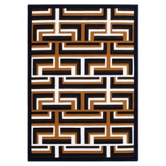 Tappeto Castelbarco Geometric in lana neozelandese marrone/nero/bianco