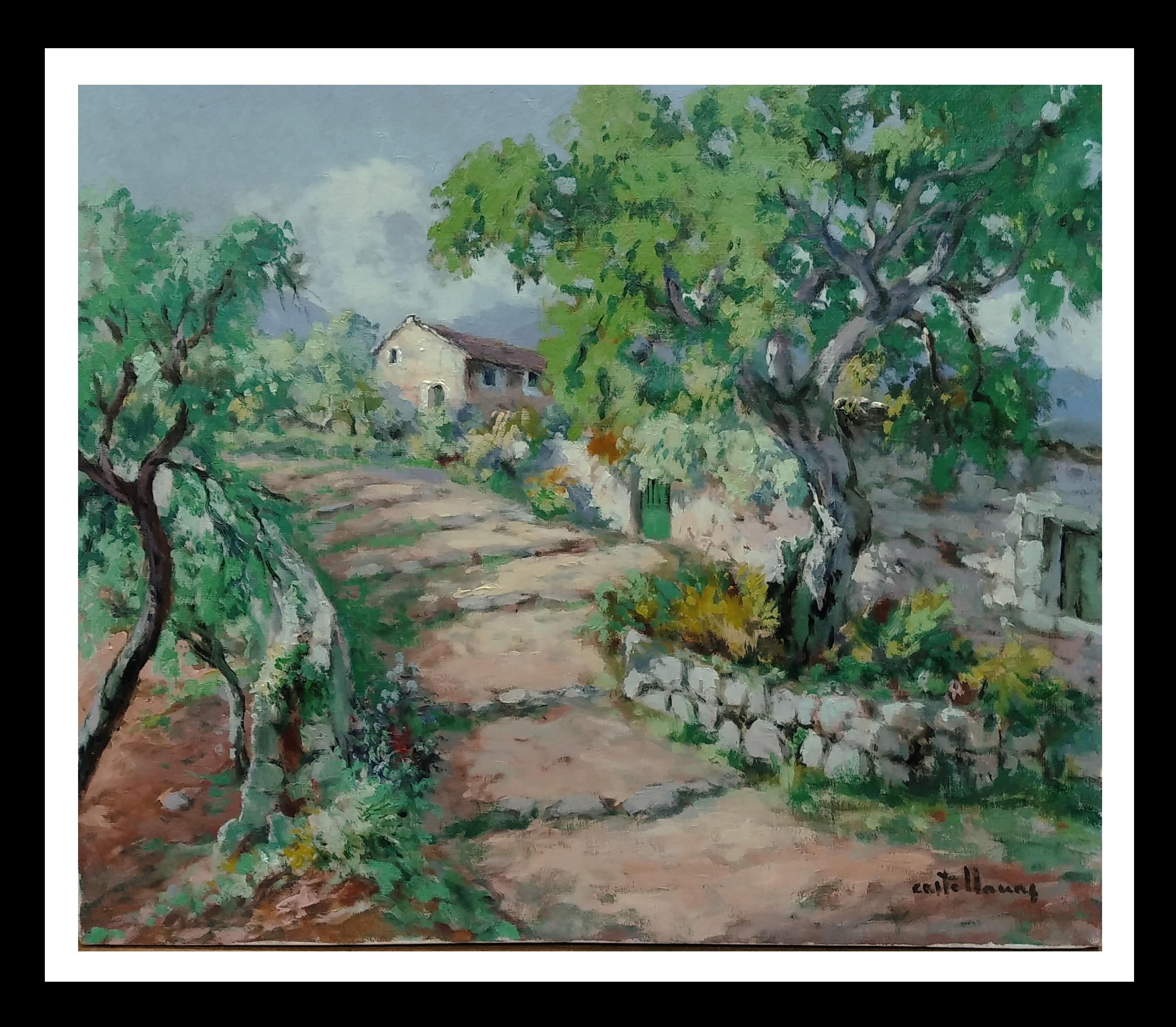 Castellane  Maiorca Maiorca pittura ad olio - Landscape Painting Nero di Castellanas