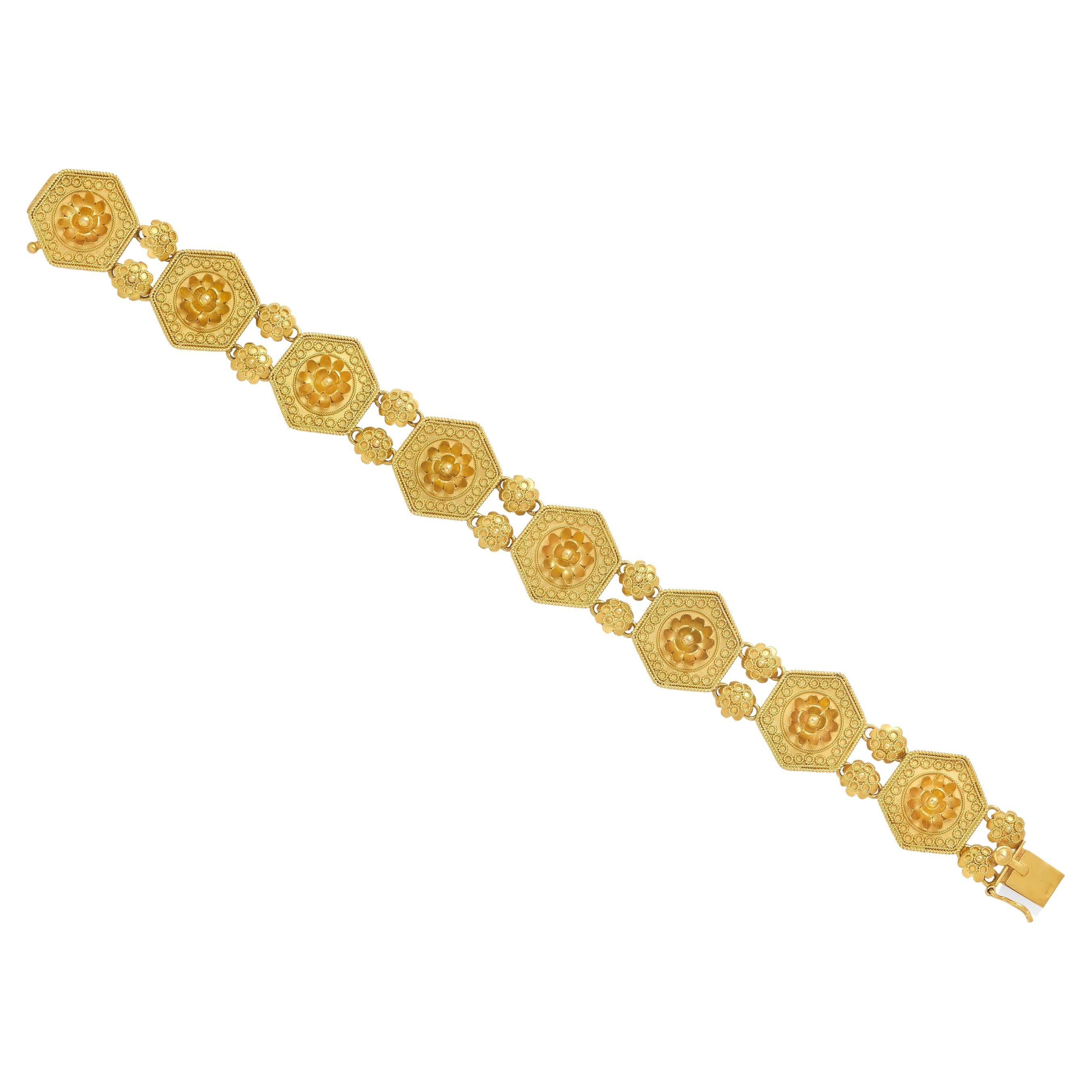 Castellani 15k Yellow Gold Unique Station Filigree Bracelet 7.25"