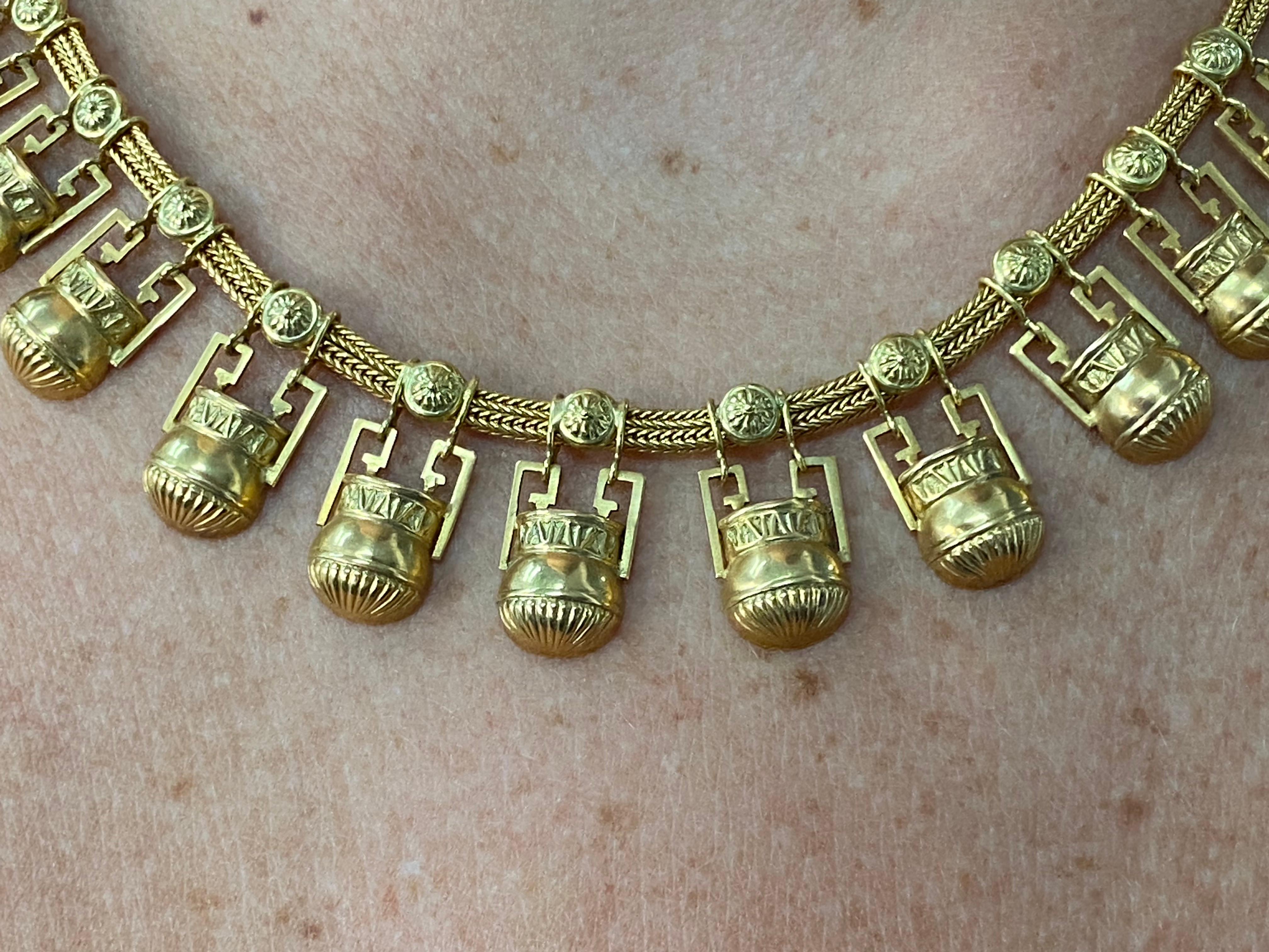 Castellani 15kt Gold Amphora Necklace For Sale 5