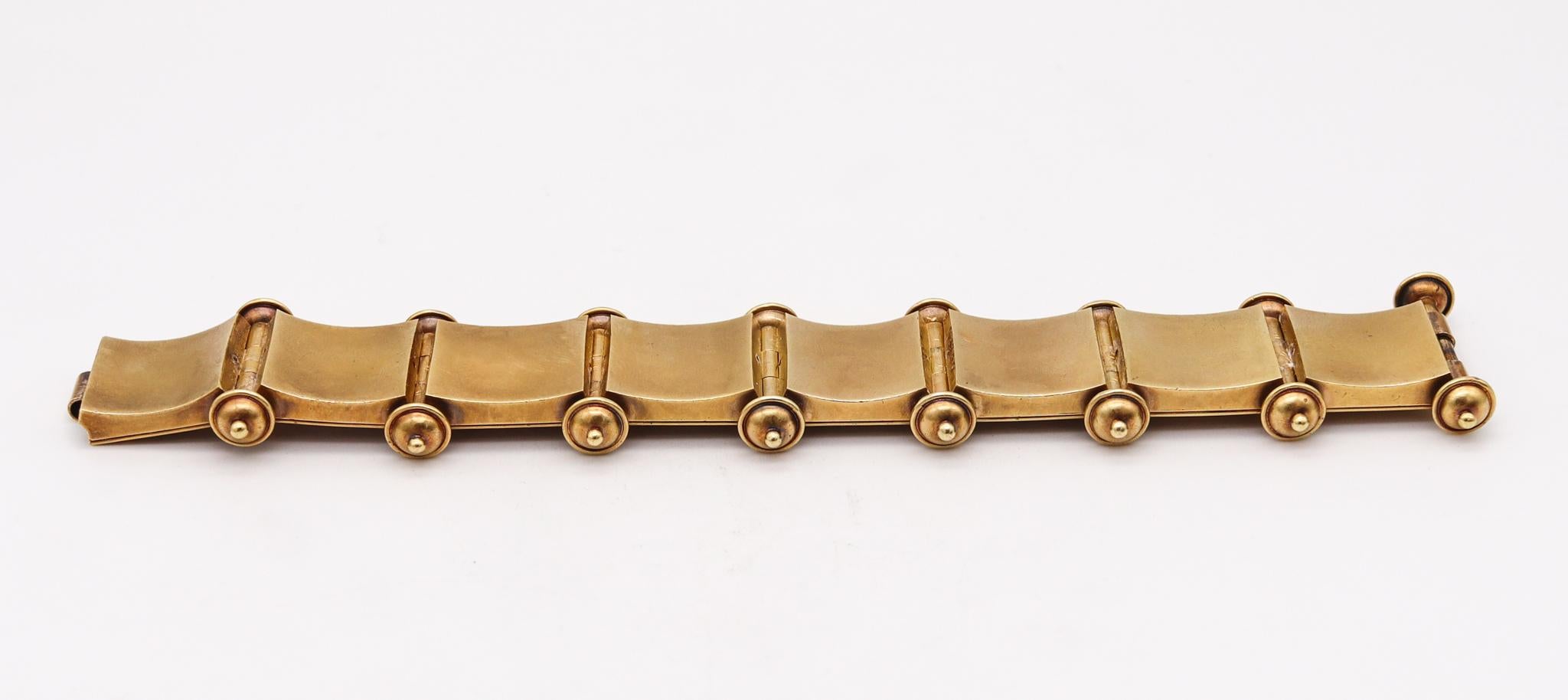 Castellani 1870 Italian Etruscan Revival Bangle Bracelet in 19Kt Yellow Gold For Sale 2