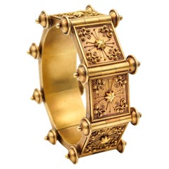 Castellani 1870 Italian Etruscan Revival Bangle Bracelet in 19Kt Yellow Gold