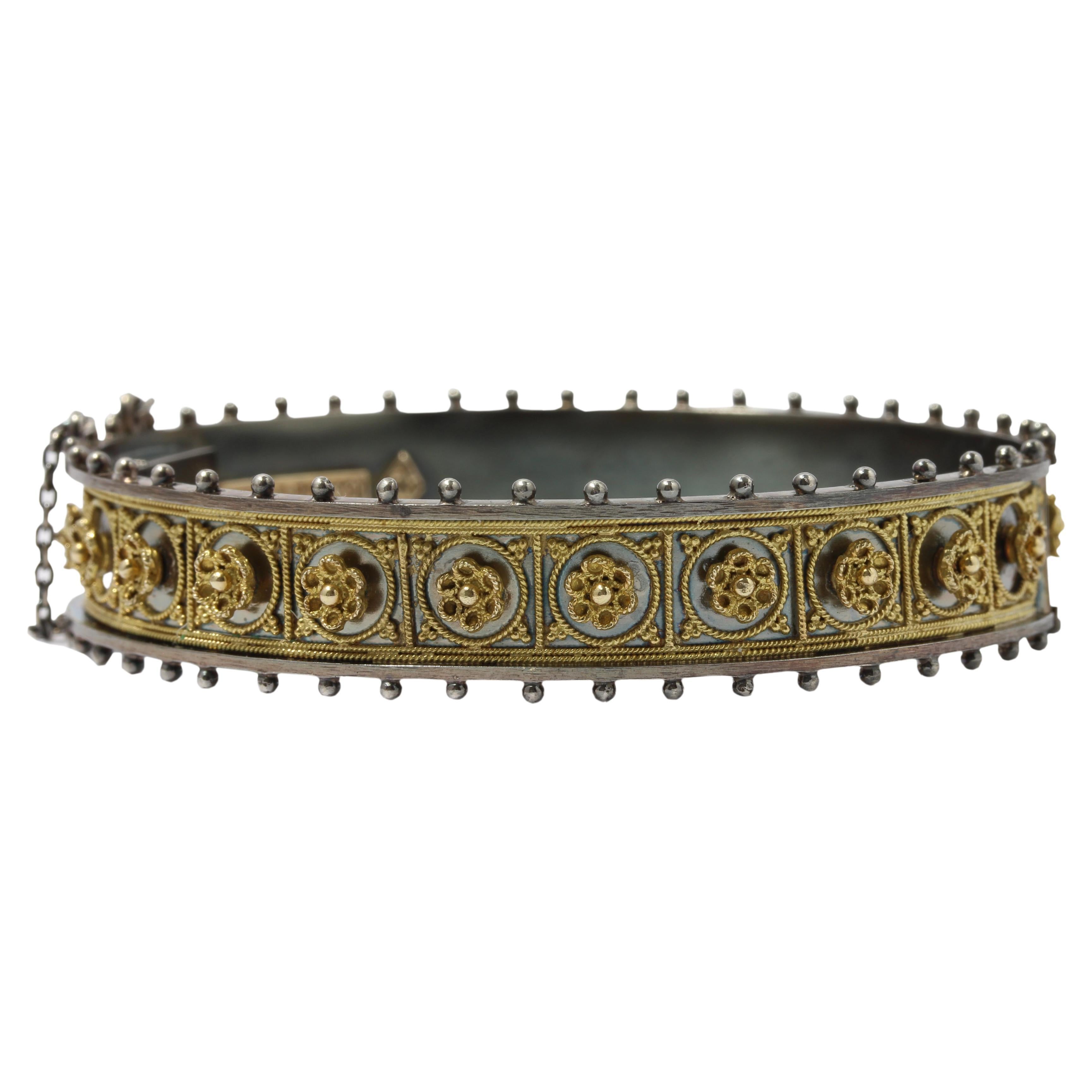 Castellani 18kt Gold Silver Bangle Bracelet