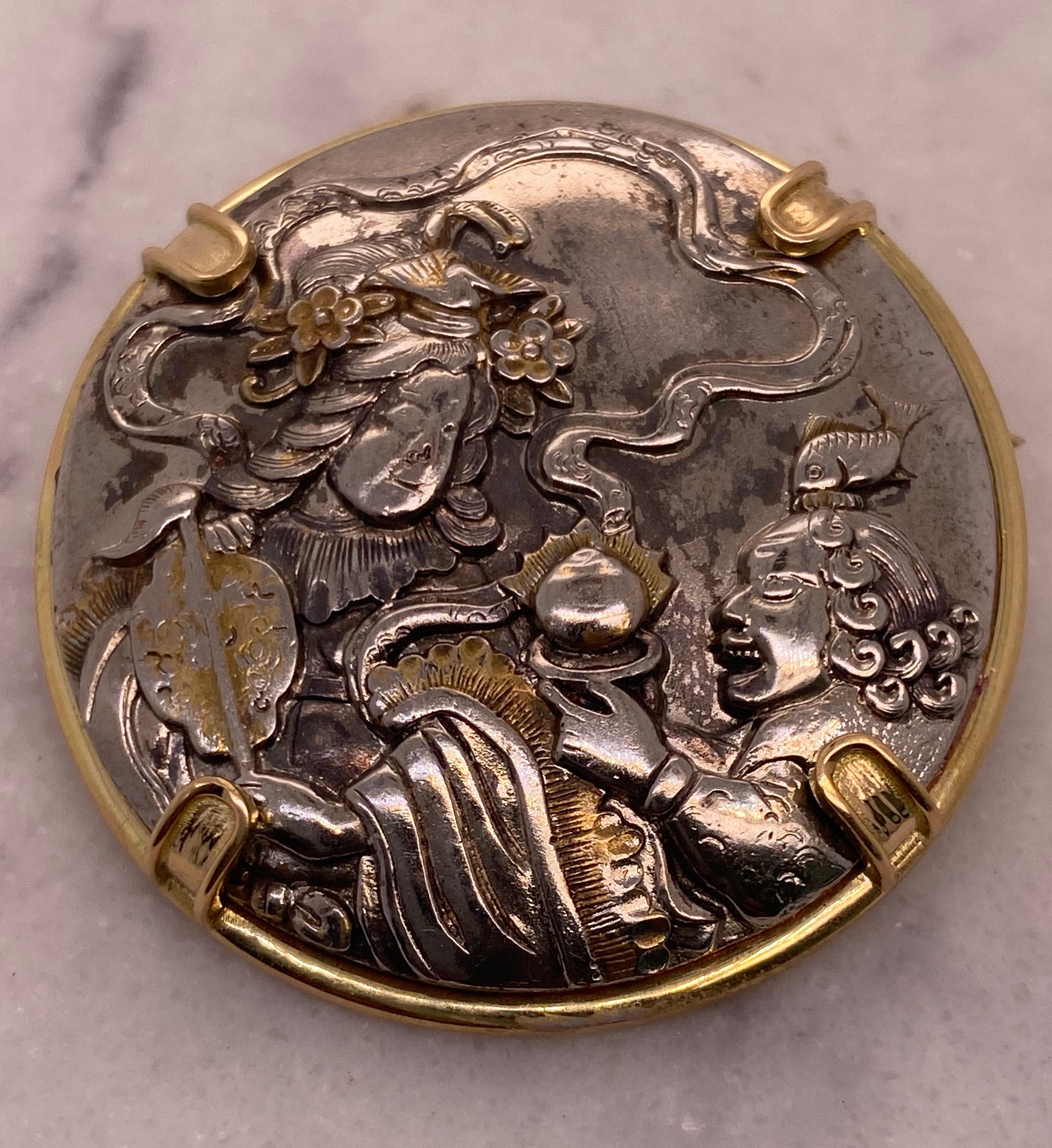 Castellani Broche Shakudo en or 18 carats du 19ème siècle en vente 1