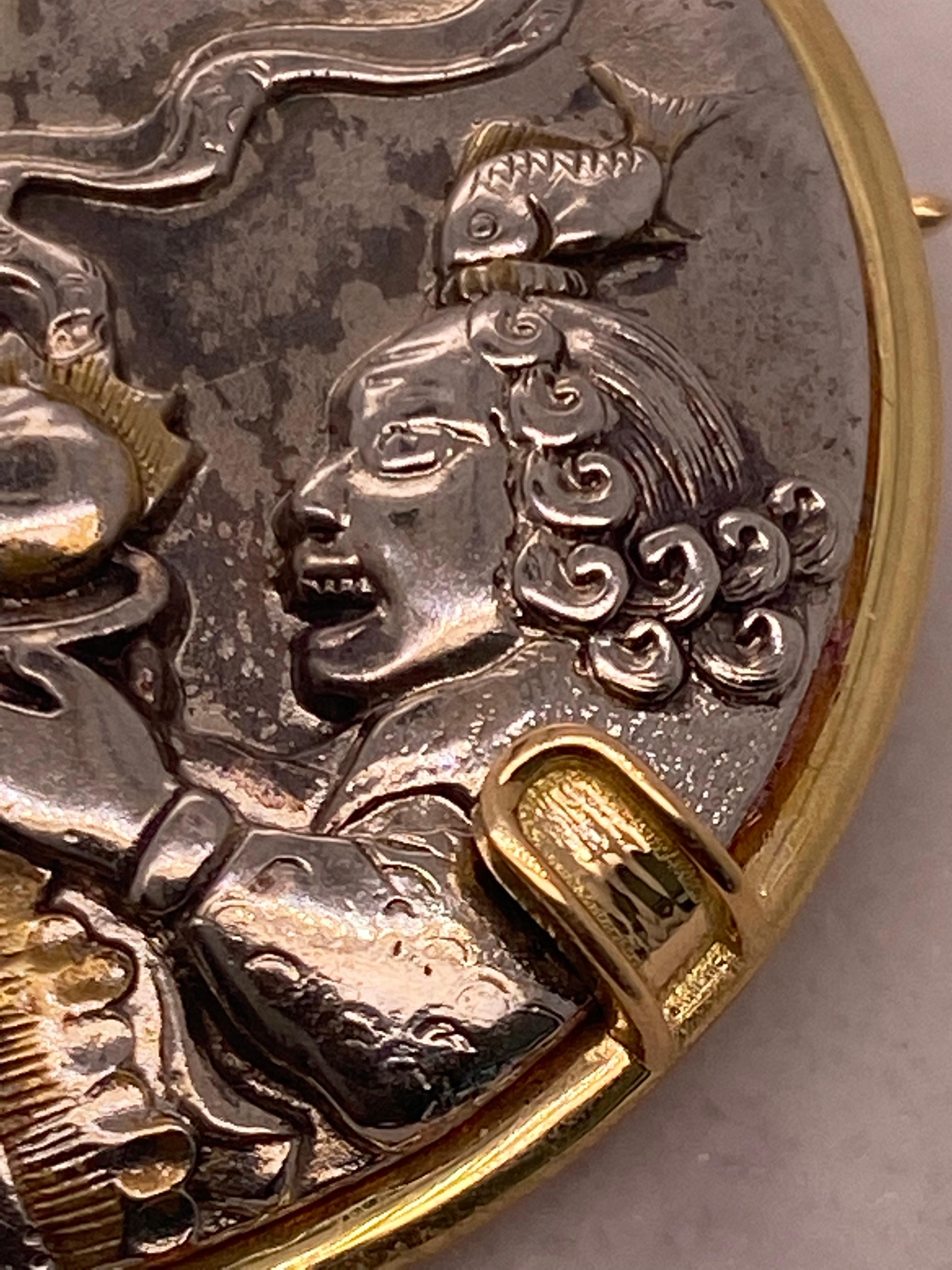 Castellani Broche Shakudo en or 18 carats du 19ème siècle en vente 2