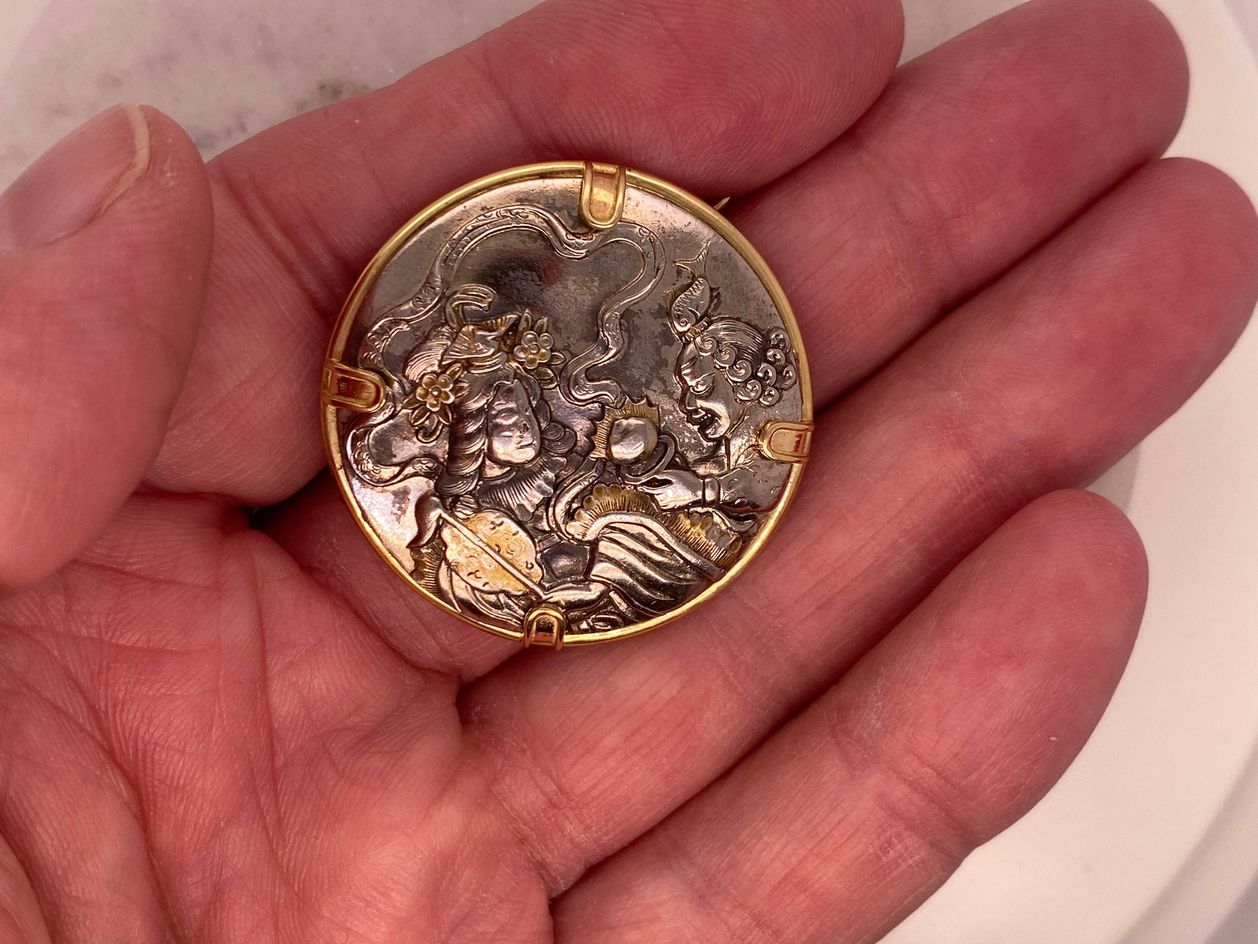 Castellani Broche Shakudo en or 18 carats du 19ème siècle en vente 3