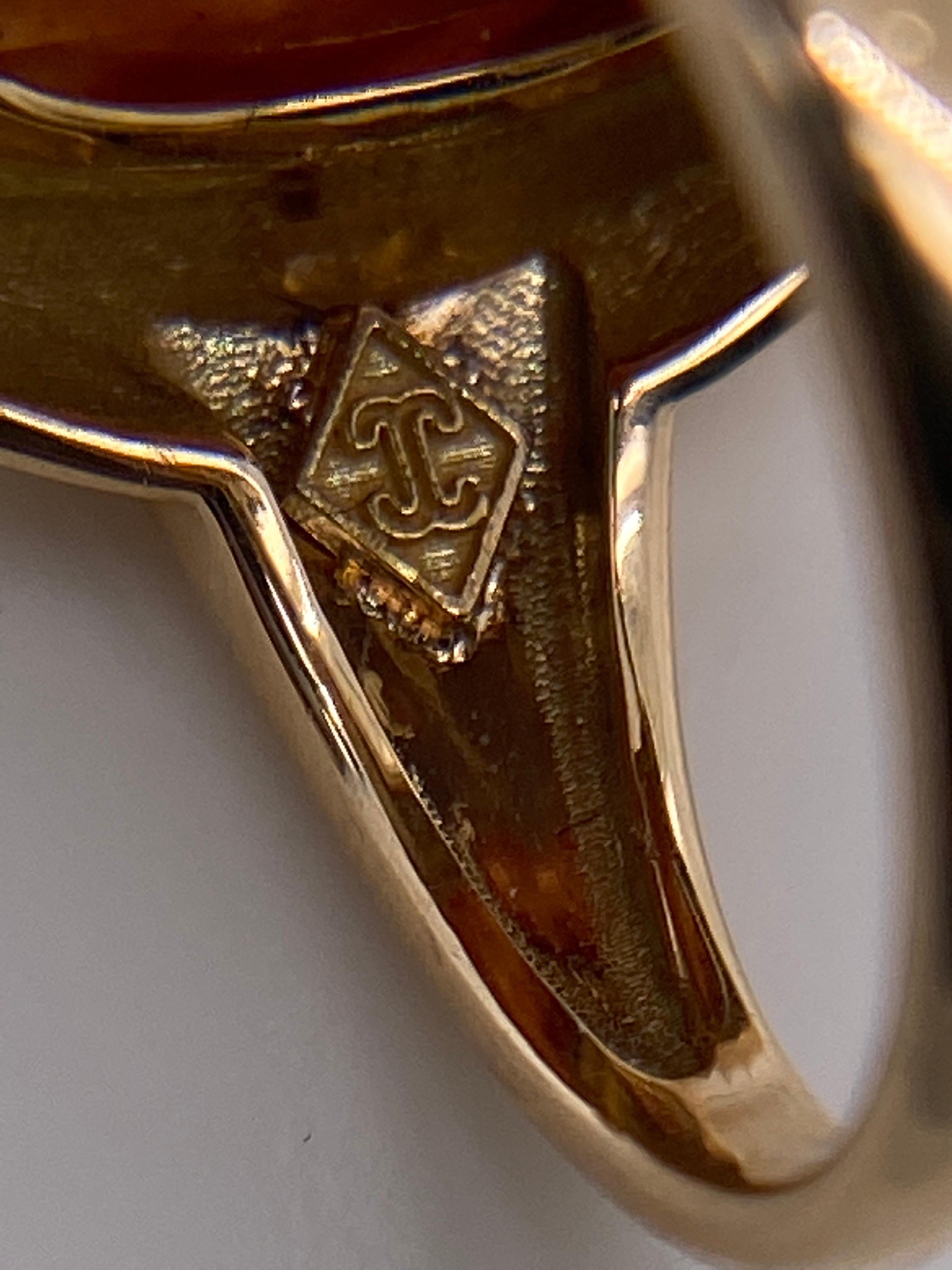 Oval Cut Castellani Ancient 7th Century Carnelian Intaglio 18kt Gold Ring For Sale