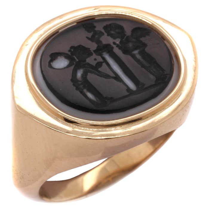 Castellani Ancient Roman Agate Intaglio Gold Ring For Sale at 1stDibs ...