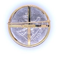 Castellani Ancient Silver Alexander the Great Coin 18kt Gold Brooch