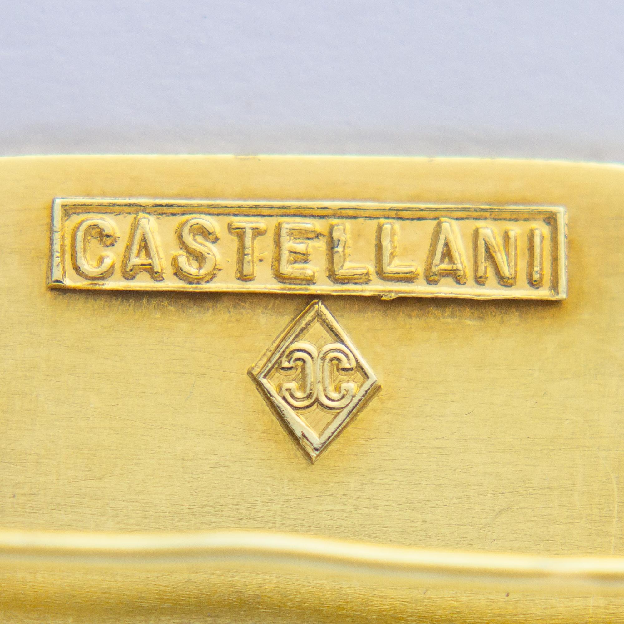Castellani Brooch in 15 Karat Gold with Shakudo Plaque In Excellent Condition For Sale In Brisbane, QLD