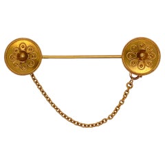 Castellani Etruscan Style 15kt Gold Jabot Brooch