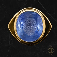 Anello Castellani GIA 20,64ct Zaffiro intagliato a mano 18kt