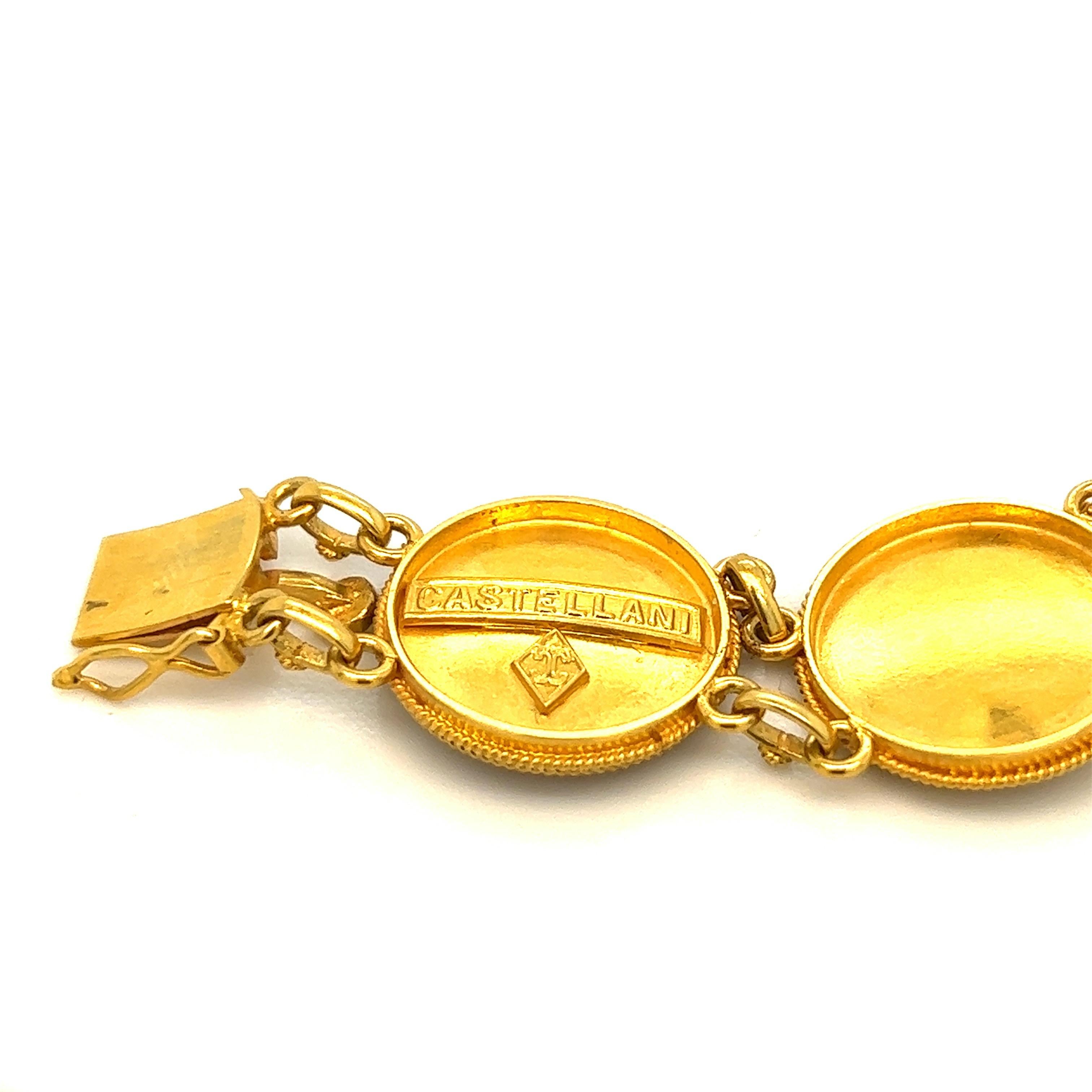 Women's or Men's Castellani Gold 15kt Filigree Work Bracelet For Sale