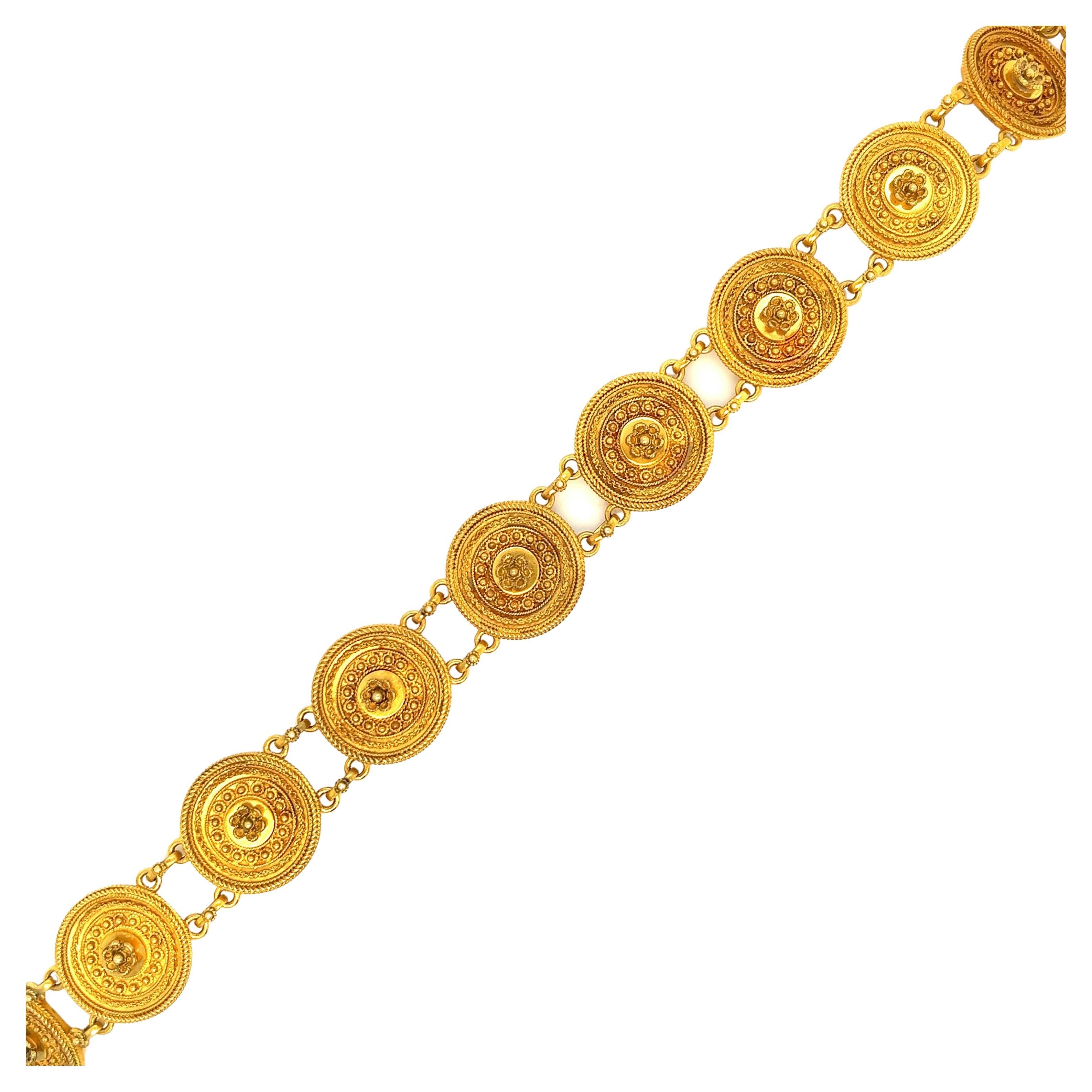 Castellani Gold 15kt Filigree Work Bracelet For Sale