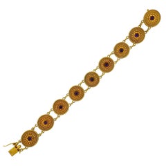 Castellani Gold Amethyst Etruscan Beaded Bracelet