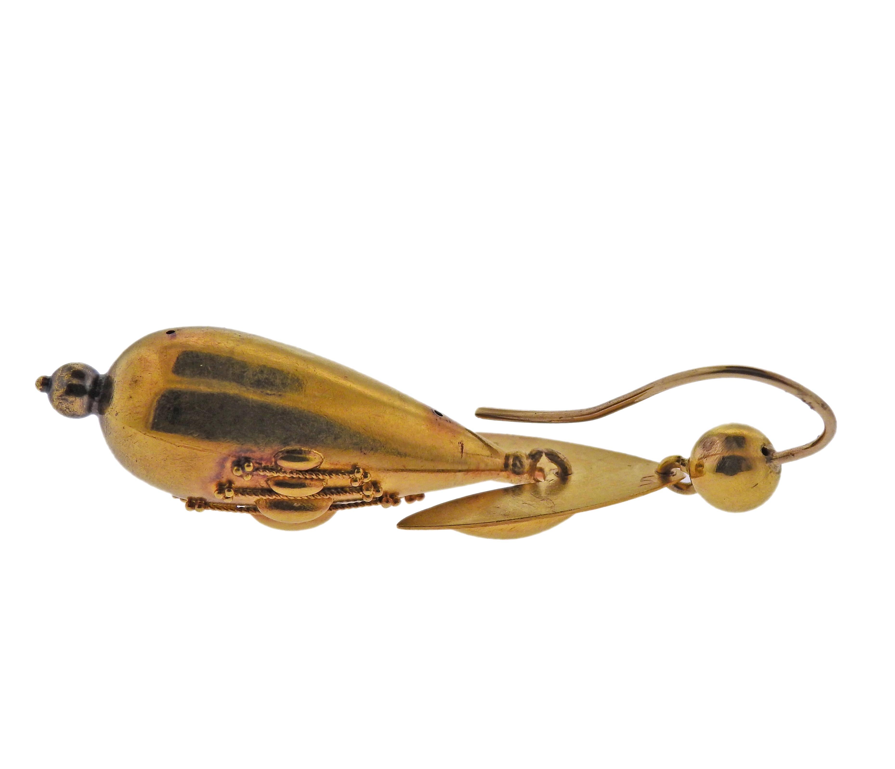 Castellani Gold-Tropfen-Ohrringe im Zustand „Hervorragend“ im Angebot in New York, NY