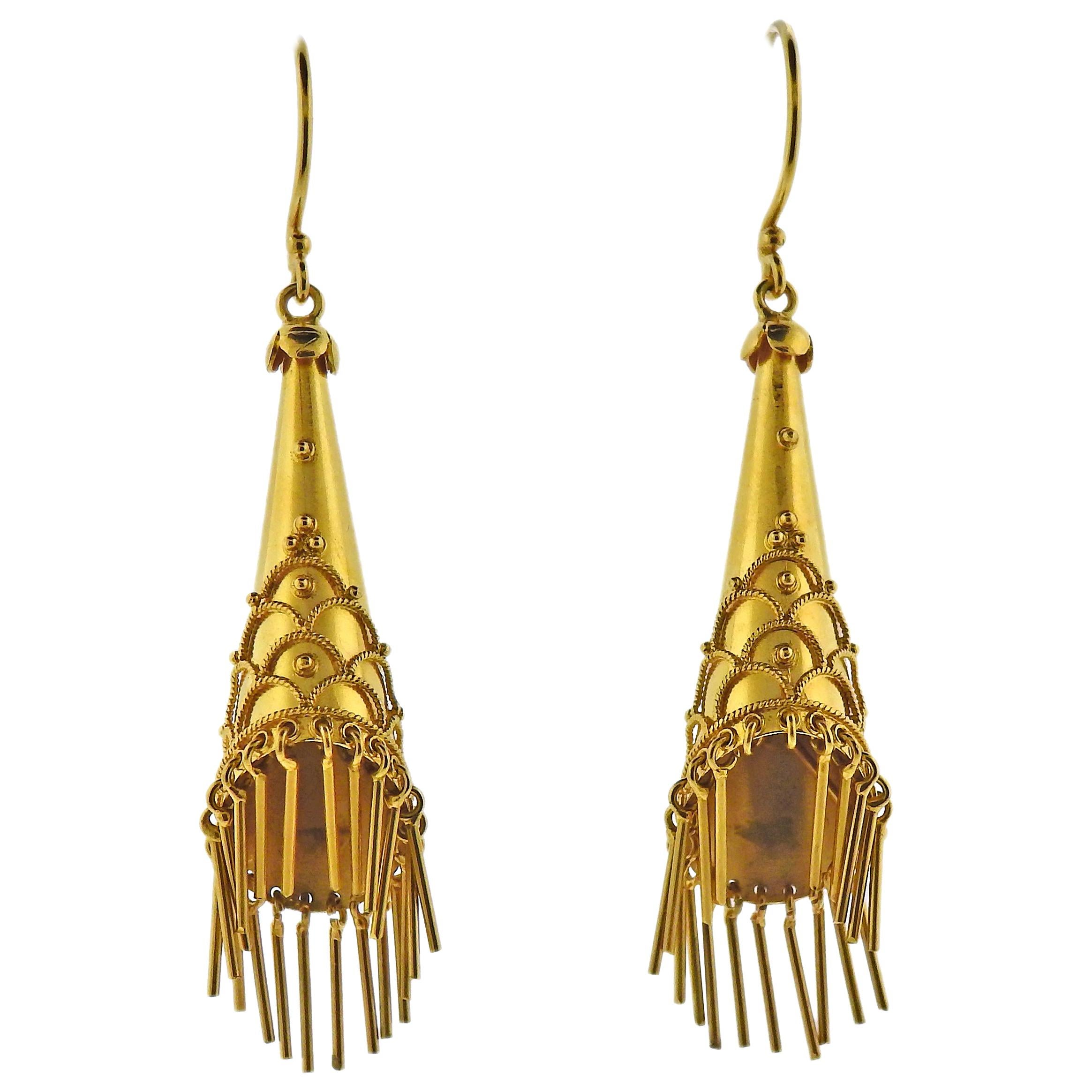 Castellani Gold Tassel Drop Earrings For Sale