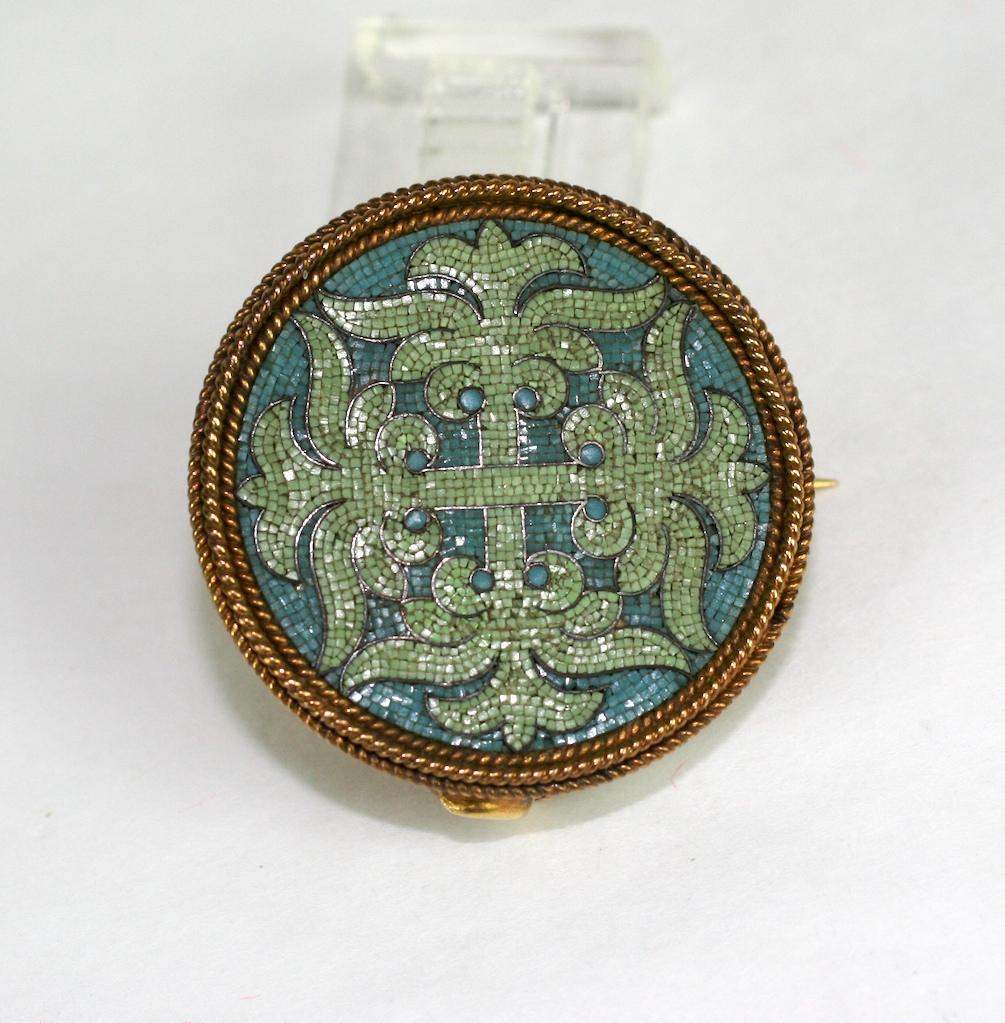 Revival Castellani Micromosaic Brooch For Sale